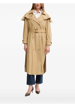 Hoss Intropia floral-embroidered belted coat - Neutrals