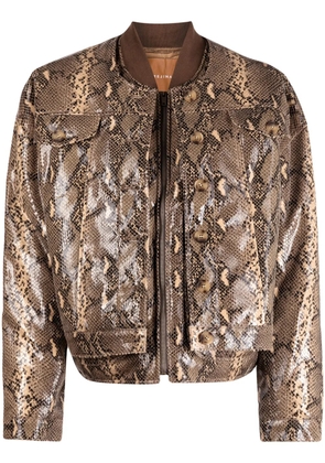 Rejina Pyo Wells snakeskin-print bomber jacket - Brown