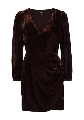 PAIGE V-neck ruched-effect dress - Brown