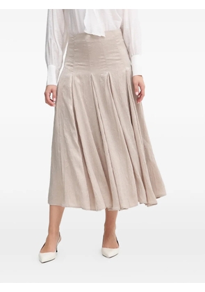 Hoss Intropia textured pleated midi skirt - Neutrals
