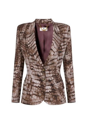 Elisabetta Franchi alligator-print single-breasted jacket - Brown