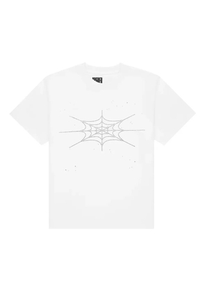 SP5DER rhinestone silk T-shirt - White