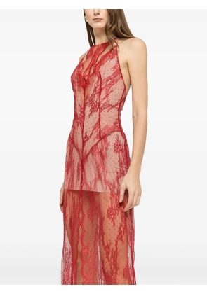 NISSA rhinestone-embellished lace maxi dress - Red