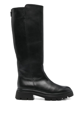 GABOR lug-sole zip leather boots - Black