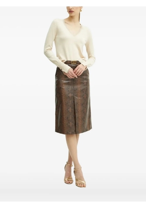 LIU JO lace-trimmed V-neck jumper - Neutrals