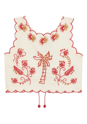 NEVER FULLY DRESSED scalloped-trim embroidered top - Neutrals