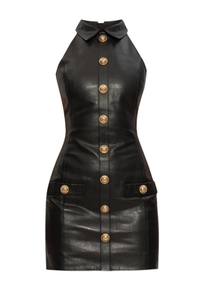 Balmain leather buttoned mini dress - Black