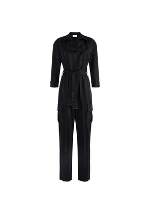 Elisabetta Franchi jacquard striped belted jumpsuit - Black