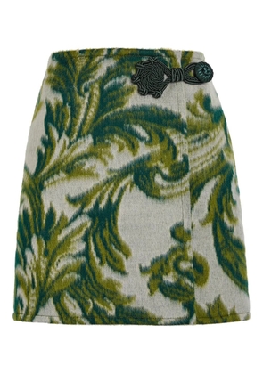ETRO leaf-jacquard wrap miniskirt - Grey
