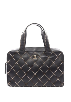 CHANEL Pre-Owned 2000-2002 CC LambskinWild Stitch boston bag - Black