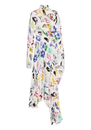Balenciaga artist doodles twisted dress - White