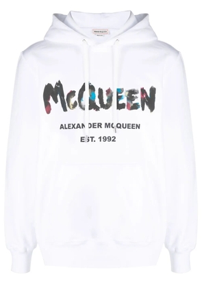Alexander McQueen Graffiti-print cotton hoodie - White