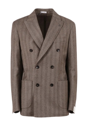 Brera herringbone double-breasted blazer - Brown