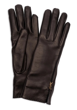 Saint Laurent Cassandre-plaque gloves - Black