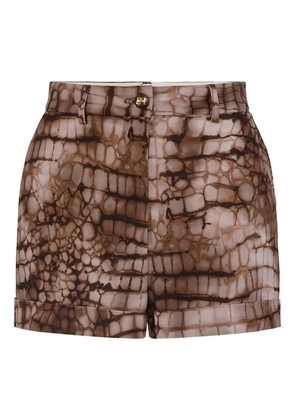 Elisabetta Franchi alligator-patterned shorts - Brown