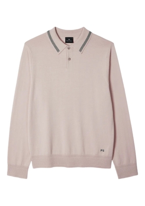 PS Paul Smith striped-collar polo shirt - Neutrals