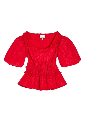 DAMSON MADDER everly ruffled puff-sleeve blouse - Red
