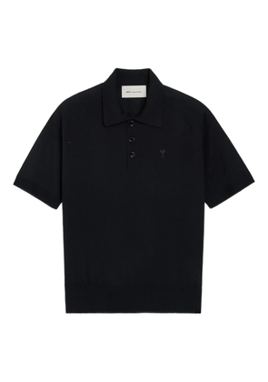 AMI Paris buttoned logo polo shirt - Black