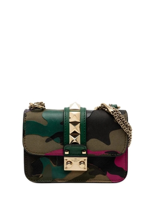 Valentino Garavani Pre-Owned 2000-2017 Mini Nappa and Canvas Camouflage Rockstud Glam Lock crossbody bag - Green