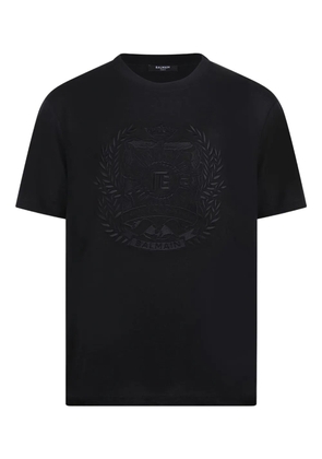 Balmain crest embroidered T-shirt - Black