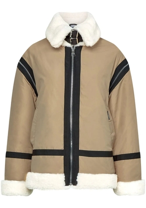 Karl Lagerfeld x Cara Delevingne faux-fur biker jacket - Neutrals