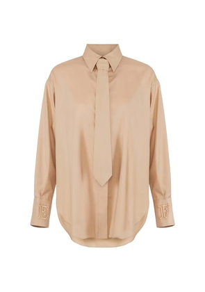 Elisabetta Franchi tie-detail logo-embroidery shirt - Neutrals