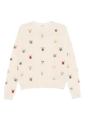 LOEWE animal-embroidered jumper - Neutrals