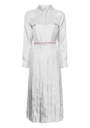 Thom Browne RWB-stripe belted silk shirtdress - Grey