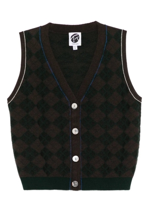 YANYAN KNITS argyle-print vest - Brown