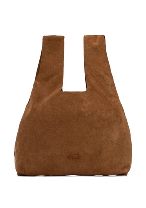 MSGM suede embossed tote bag - Brown