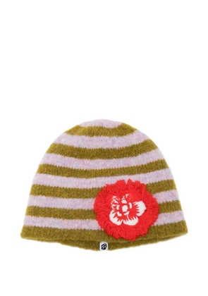 YANYAN KNITS fuzzy-flower beanie - Purple