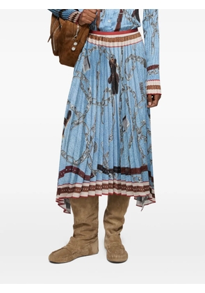 Acne Studios pleated chain-print midi skirt - Blue