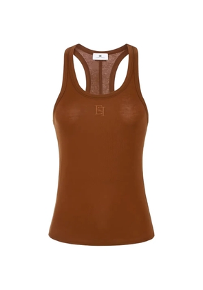 Elisabetta Franchi embroidered-logo tank top - Brown