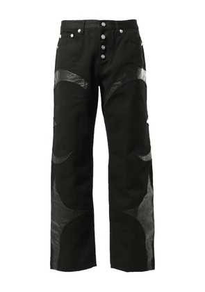THUG CLUB leather washing jeans - Black