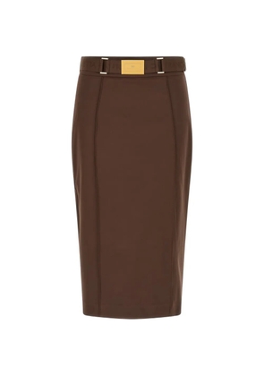 Elisabetta Franchi logo-plaque midi skirt - Brown