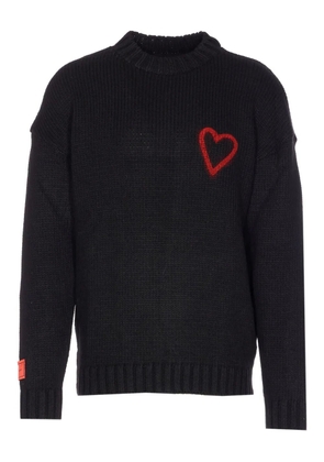 Vision Of Super heart-intarsia jumper - Black