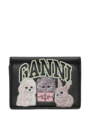 GANNI graphic-print wallet - Black