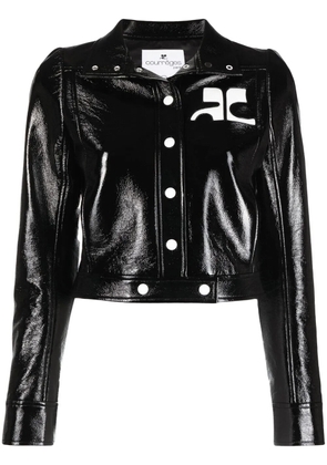 Courrèges appliqué-logo cropped vinyl jacket - Black