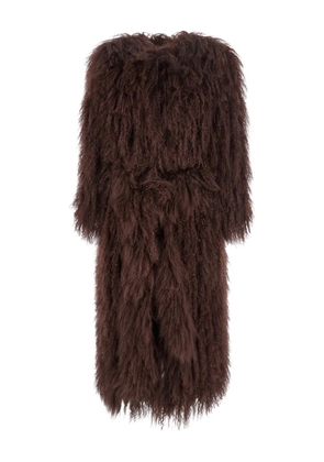 Numerootto single-breasted fringed coat - Brown