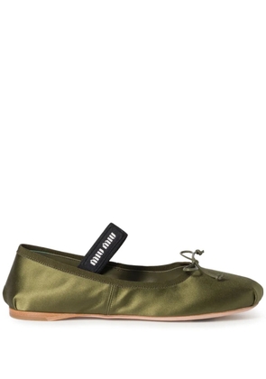 Miu Miu satin ballerina shoes - Green
