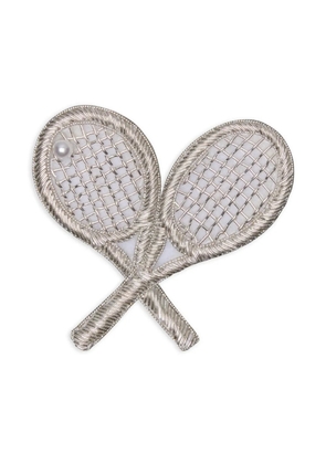 Thom Browne tennis-racket brooch - White