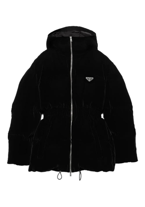 Prada velvet puffer jacket - Black