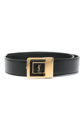 Saint Laurent logo-plaque leather belt - Black