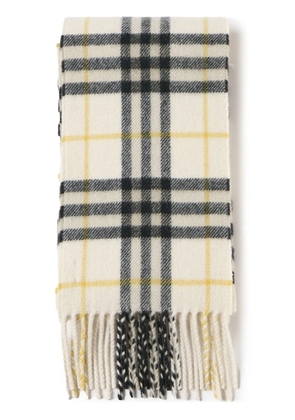 Burberry checked cashmere scarf - White