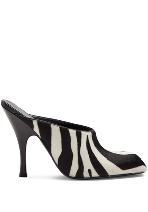 KHAITE zebra-print round-toe mules - White
