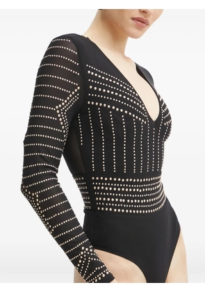 GUESS USA studded-embellishment V-neck bodysuit - Black
