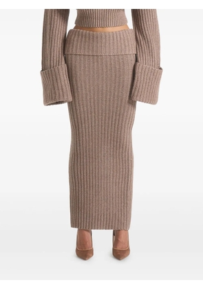 Manière De Voir Lyra foldover knitted maxi skirt - Neutrals