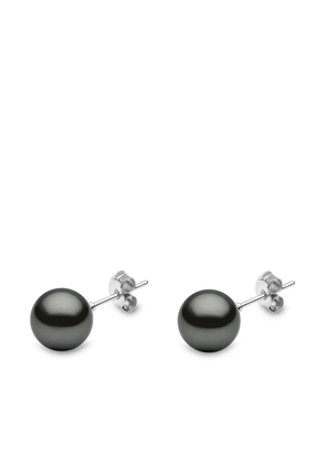 Yoko London 18kt white gold Classic 9mm Tahitian pearl stud earrings - Silver