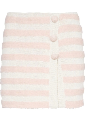 Balmain striped knitted button-up skirt - White