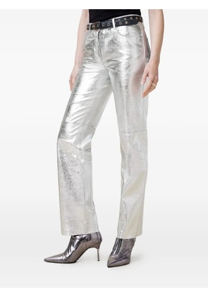 AllSaints metallic-leather straight-leg trousers - Grey